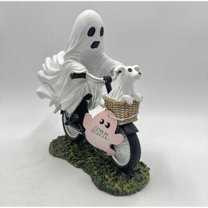 Goblin &‎ Ghoul Figurine Ghost Dog in Basket on Bike Halloween Viral New Tags